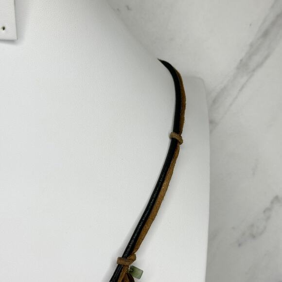 Vintage Chico's Boho Geometric Pendant Leather Cord Statement Necklace ✨ - Picture 9 of 10